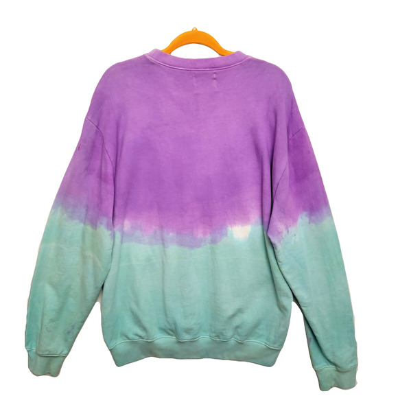 Long sleeve crew neck sweatshirt purple turquoise extra large stretchy - Picture 2 of 2